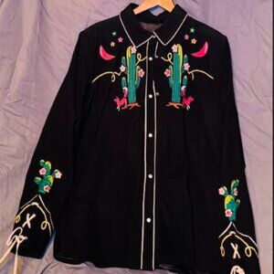 Double D Ranch Black Suede Jacket with Cactus